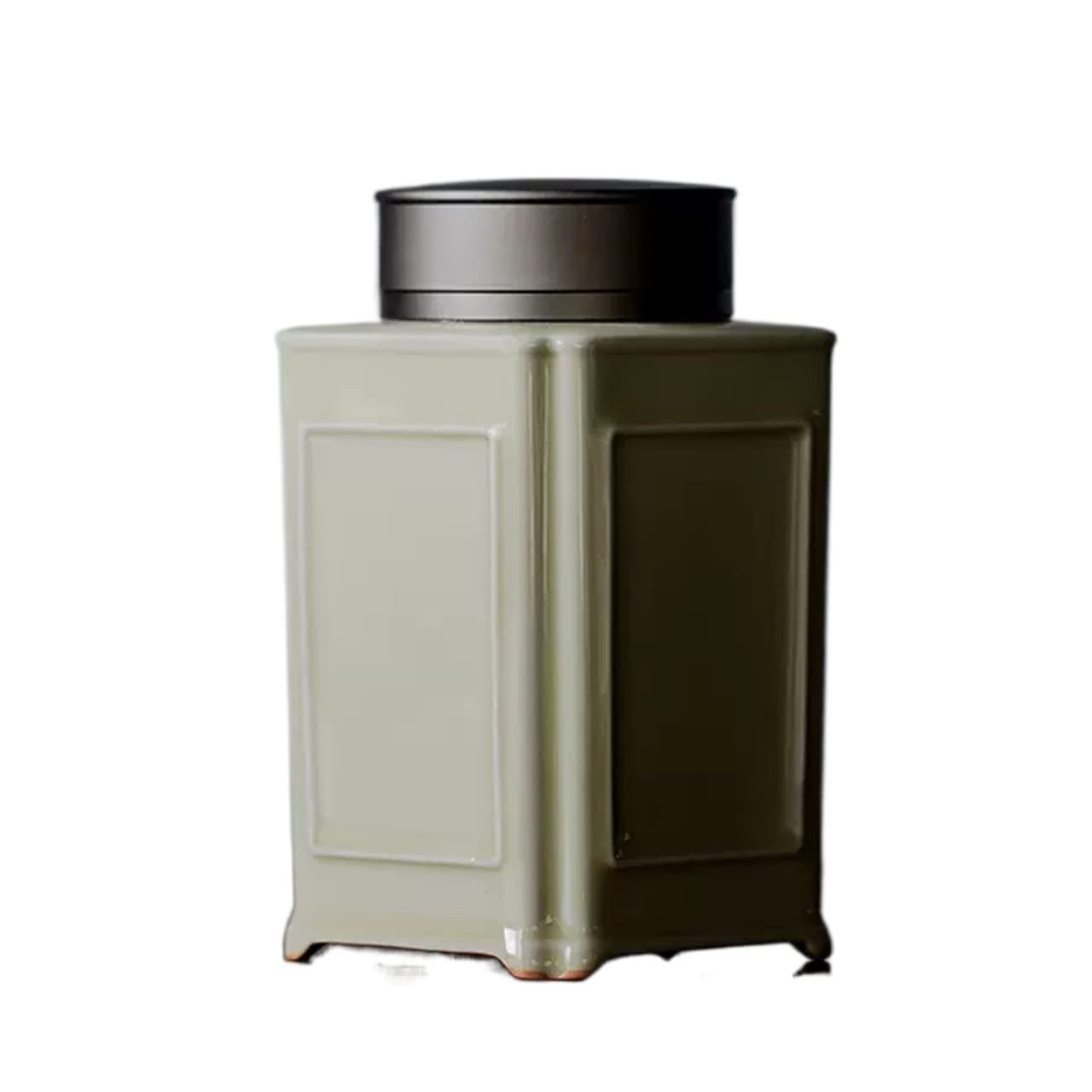 zhangrui1888 Tea Canister Ceramic Tea Jars Chinese retro style Canisters Loose Leaf Jar, Porcelain Pot Storage Can with Airtight Double Lids, 380ML Tea Storage