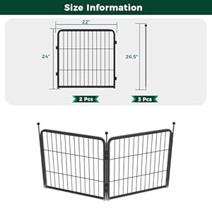 FXW Decorative Garden Fence Panels, Dog Fence for The Yard, Heavy Duty Metal, 24inch High 3.71ft Long in Total, Black