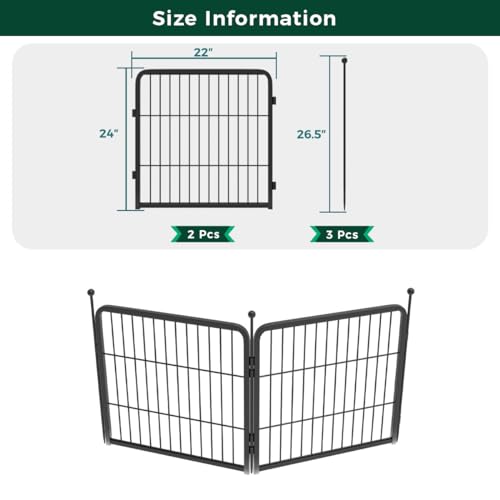 FXW Decorative Garden Fence Panels, Dog Fence for The Yard, Heavy Duty Metal, 24inch High 3.71ft Long in Total, Black FXW Decorative Garden Fence Panels, Dog Fence for The Yard, Heavy Duty Metal, 24inch High 3.71ft Long in Total, Black