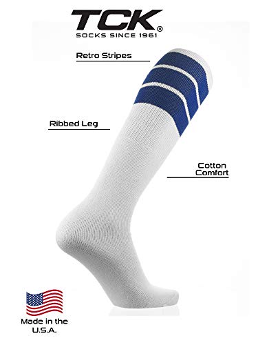 Image of TCK Retro Tube Socks with Stripes for Men & Women - 3 Stripe, 70's 80's Deadlift Socks