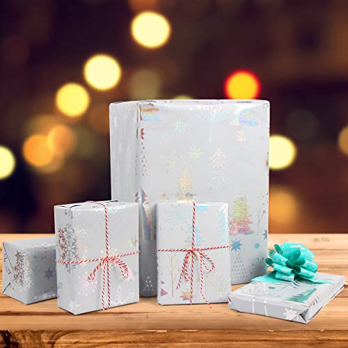 Grehge FINGOOO Christmas, Silver Gift Wrapping Paper Bundle
