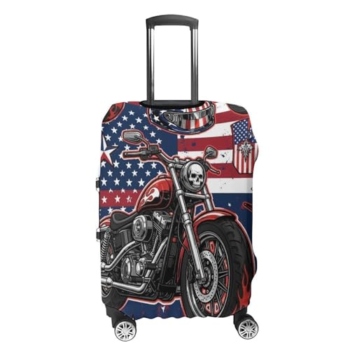 Luggage Cover Elastic Washable Stretch Suitcase Protector Dirt Bike American Flag Motocross Motorcycle Anti-Scratch Travel Suitcase Cover4