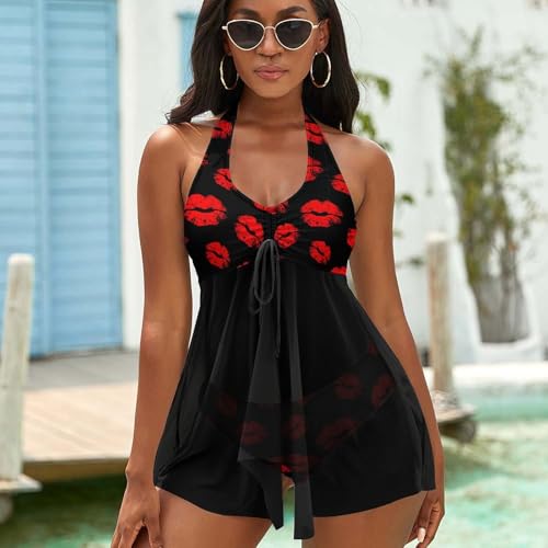 Tankini Shiba Inu con cuello halter ajustable y estampado textil de alta duración 6
