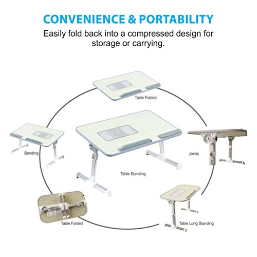 Image of Portronics My Buddy Plus Adjustable Laptop Table with Built-in USB Cooling Fan, Foldable Legs, Adjus