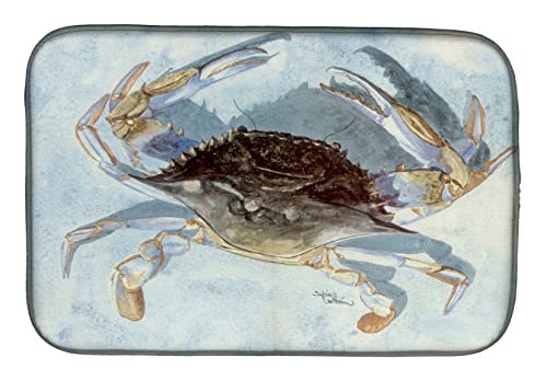 Caroline's Treasures 8011DDM Blue Crab Dish Drying Mat Absorbent Dish Drying Mat Pad for Kitchen Counter Dish Drainer Mat for Countertop, 14 x 21