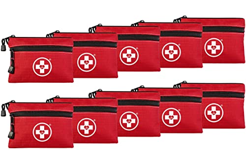 Swiss Safe 2-in-1 First Aid Kit for Car, Travel & Home, Businesses - Bonus Mini Kit for Medical Emergency Aid, Survival, Camping - 64 Piece, 10 Pack