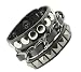 Wide Black PU Leather Metal Chain Layer Bracelet, Punk Bracelet