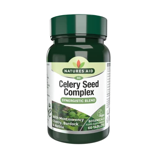 Natures Aid - Natures Aid Celery Seed Complex Tablets - Antioxidant & Digestive Support - Joint Comfort & Cardiovascular Health - Vegan, Gluten-Free, Non-GMO - Natural Supplement - 60 Tablets