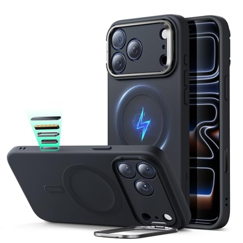 【デザイン受賞シリーズ!】ESR iPhone 17 Pro Max ケース MagSafe対応 カメラボタン付き 隠しスタンド 調整可能 3倍米軍MIL規格 ワイヤレス充電対応 エアガードコーナー 耐衝撃 傷防止 軽量 スマホケース 高級柔らかな素材 雲