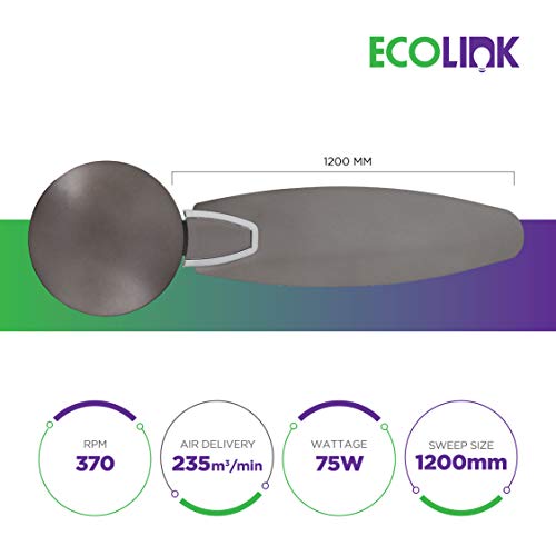 Image of EcoLink Petal Premium Decorative Easy Clean Ceiling Fan - 1200MM From The House Of Philips Lighting (Titanium Grey), Standard- Pack of 1