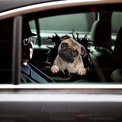 Image of Cute Dog Stickers for Car Window Decals Waterproof Funny Sticker (Pug Decal Stickers)