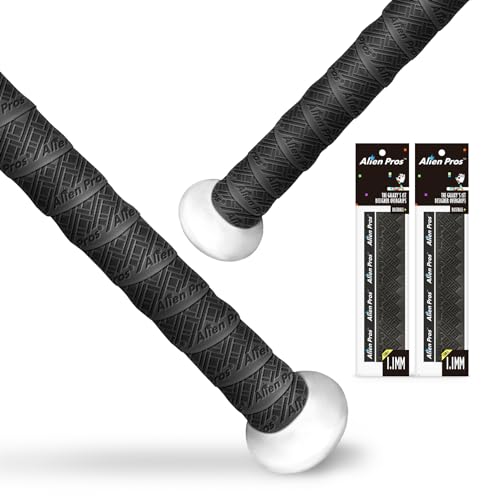 ALIEN PROS Bat Grip Tape for Baseball New 1.1 MM Precut and Pro Quality Bat Tape Wrap Your Bat for an Epic Home Run (2 Pack) Replacement for Old Baseball bat Grip (2-Pack Black)