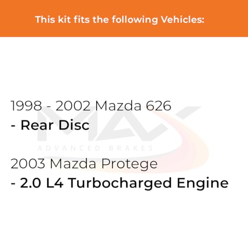 Image of Max Advanced Brakes Front Brake Kit Compatible With 1998 1999 2000 2001 2002 Mazda 626 Protege 2.0L Turbo Rear Disc Replacement Premium OE Disc Brake Rotors and Ceramic Brake Pads