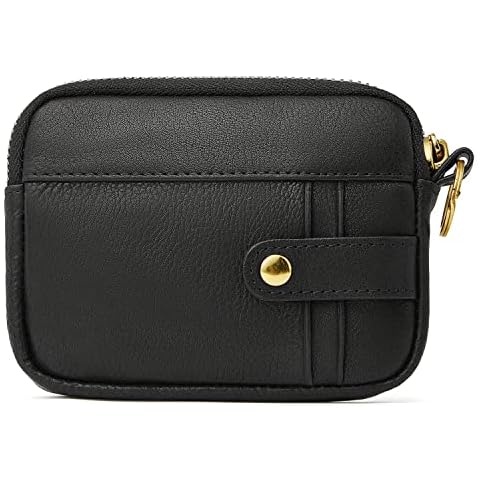 Leather Coin Purse For Women Cute Small Zipper clutch Wallet With Card Holder, 1-Black, Small Leather Coin Purse for Women Cover