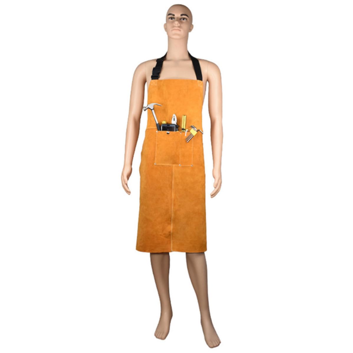 Yardenfun Delantal de Cuero para Soldar Resistente al Desgaste con Grandes Bolsillos y Tirantes Ajustables para Protección en Taller de Soldadura Color Aleatorio