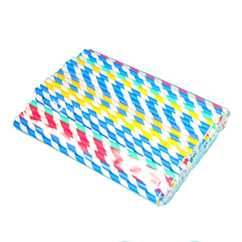 Pro DP 150 Bio Papiertrinkhalme Strohhalme Jumbo Shake Trinkhalme bunt gestreift Ø8mm 23cm lang farbig gemischt