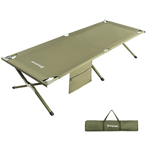 KingCamp Camping Cot Oversized Heavy Duty Folding Anodized Steel Frame with Washable Polyester Fabric, Support 300 lbs Carry Bag Included, 81 x 30 x 18 inches