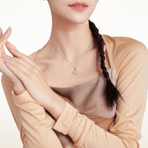 Gourd Silver Necklace Cultural Blessings White Chalcedony Wulu Pendant Necklace Feng Shui Charm Jewelry Gift for Women Lover Anniversary4