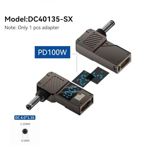 Image of ETZIN 100W (4.0 * 1.35mm) Type C Female to DC Converter for Asus X201E, X553S, X200LA, Fast Charging Type C to Asus Replacement Laptop PD Adapter