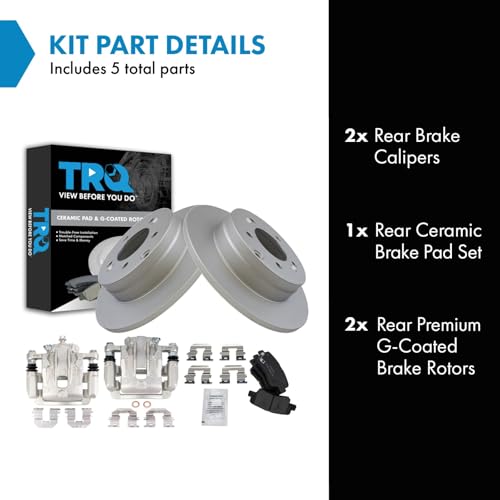 Image of TRQ Rear Brake Pad and Rotor Set Ceramic Solid G Coated Rotors Calipers | For 2012-2017 Hyundai Azera 2011-2015 Kia Optima