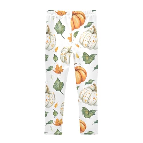 Autumn Harvest Pumpkin Leaf Girls Leggings Soft Stretch Workout Yoga Dance Pants for Kids Casual Tights2