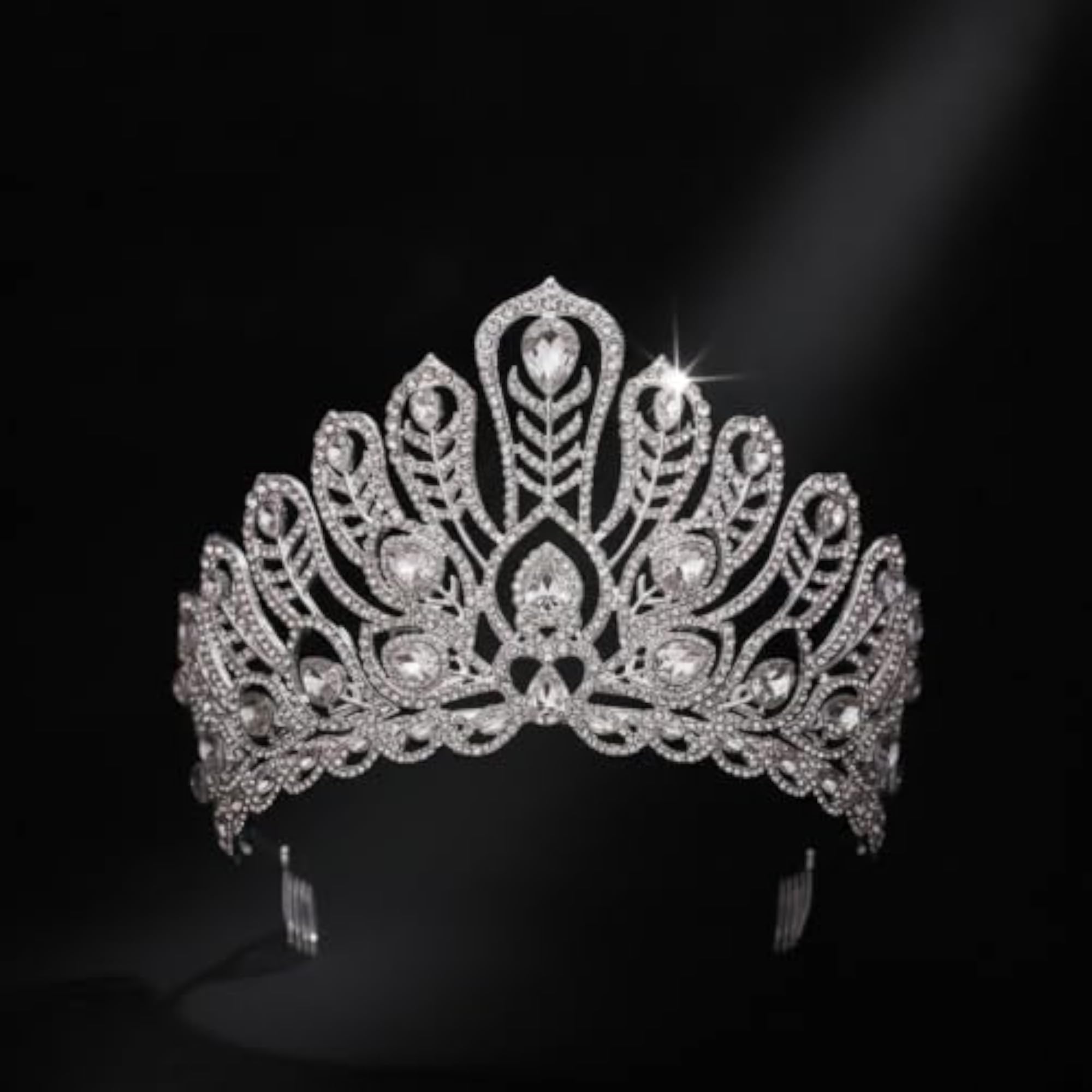 Rhinestone Bridal Headpiece with Combs, Gold
