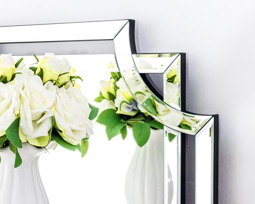 Chende 24" x 47" Large Mirror for Decor, Decorative Wall Mirror with Beveled Edge and Glass Pieces, Rectangle Wall Decor for Living Room, Bathroom, Bedroom, Dining Room, Horizontal/Vertical Hanging - Image 3