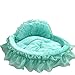 Small Coral Fleece Lace Heart-Shapes Princess Cat Dog Pet Beds (Green)Q