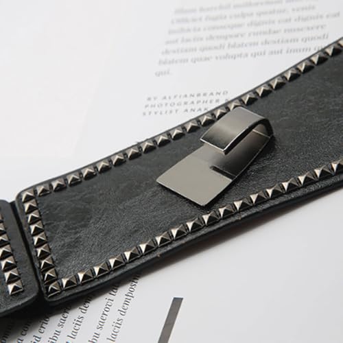 Wide Punk Style Belt Elastic Belt Fashionable and Versatile Elastic Rivet Waist Belt Punk Style Waist Belt for Women4