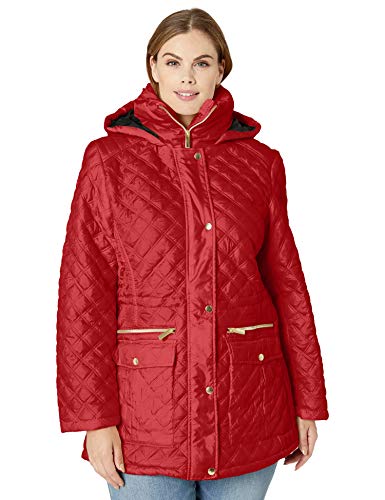 Big Chill Women's Diamond Quilted Anorak Jacket, Ruby, M