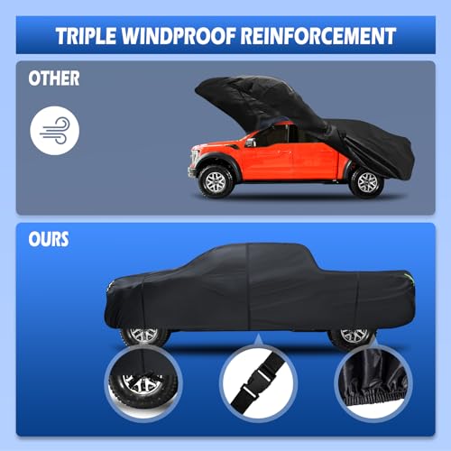 Image of Truck Cover Waterproof All Weather, 6 Layers Pickup Cover Fit for Ford F150, Chevrolet Silverado, Gmc Sierra, Ram 1500 See Size Chart (T3 Fit Truck Length Up to 240 inch)