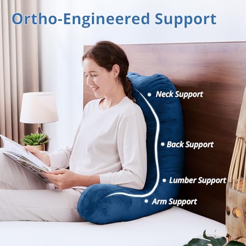 Image of Sasttie Reading Pillow for Bed, Back Pillow for Sitting Up, Navy
