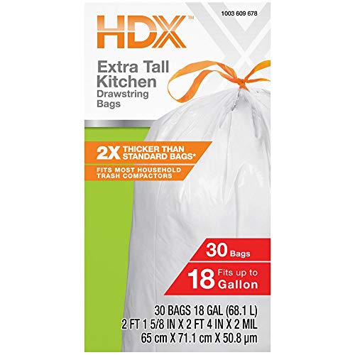 HDX 18 Gal. Heavy-Duty Drawstring Kitchen and Compactor Trash Bags (30-Count) - Thumbnail 7