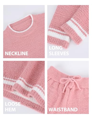 Wyeysyt Fleece Pajamas Women Warm Fuzzy Pjs Sets 2 Peice Fluffy Lounge Sets Long Sleeve Pullover Pants Comfy Sleepwear3