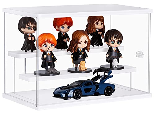 Acrylic Display Case, Clear Display Storage Box Countertop Cube, 3 Tiers With 2 Removable Ladder Shelves Dustproof Protection Showcase For Action Figures, Any Toys, Collectibles - 12.4X7X8.6In #TOP9