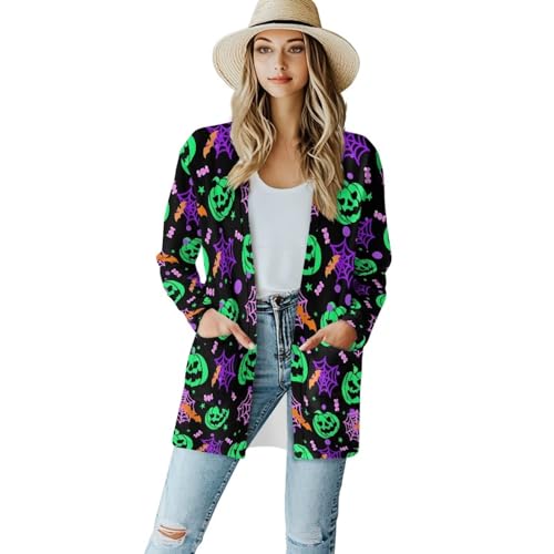 Image of Women's Lightweight Cardigans with Pockets Trendy Long Sleeve Open Front Cardigan Casual Tops Jackets Fall Oufits S-2XL