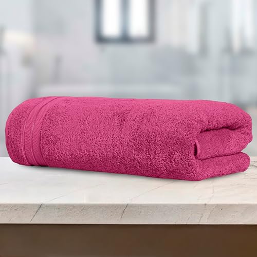 Image of Elegant Comfort Three Line Popcorn Towel Set for Bathroom 35 x 70 inches, Premium Hotel Quality 1-Pack Jumbo Towels, 100% Turkish Cotton, Soft and Durable, Quick Dry and Highly Absorbent, Hot Pink