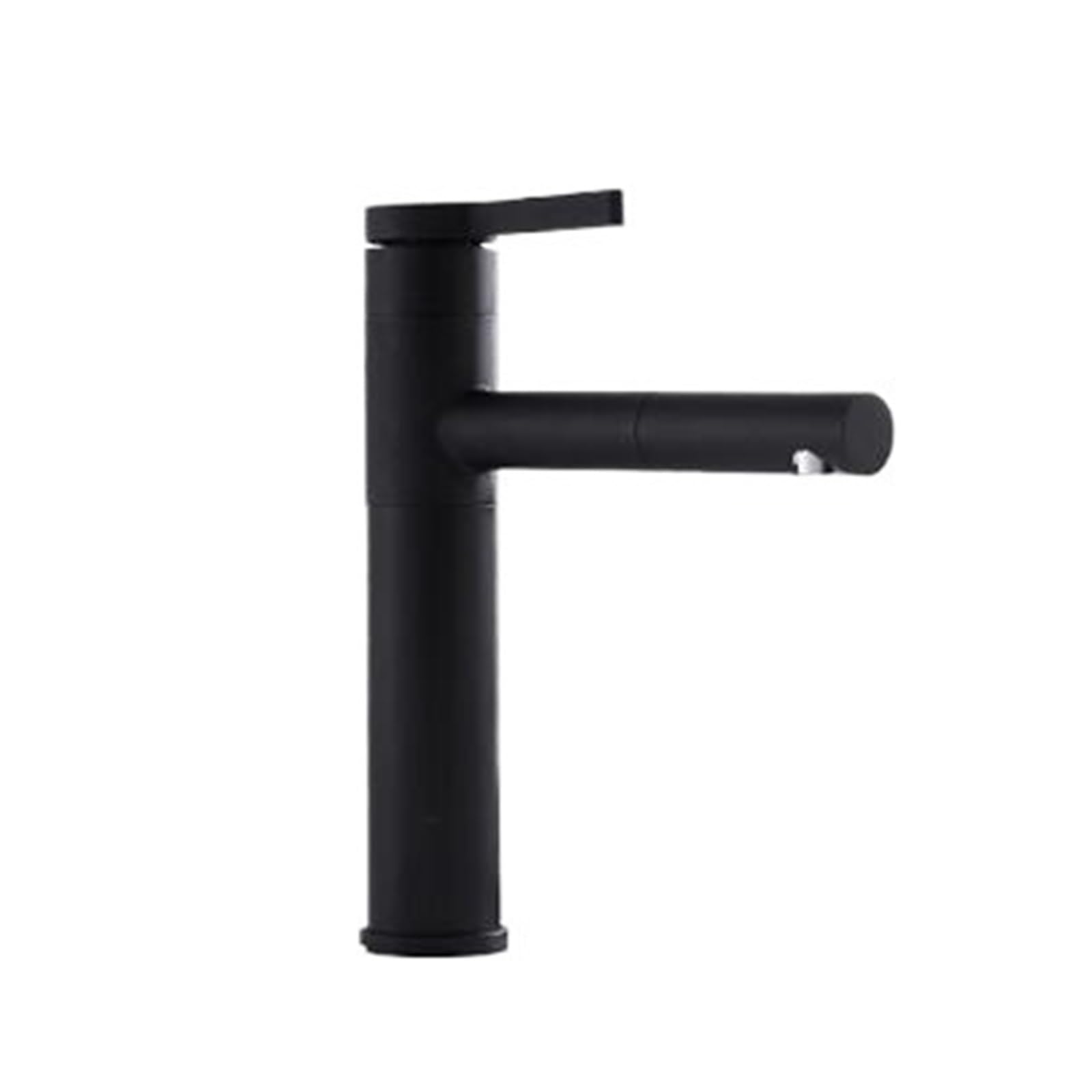 CVFRDD Bathroom Basin White Faucet Swivel Spout Vessel Sink Mixer Taps, Single Handle Deck Mounted Washbasin Faucet Water Taps(Black Short)