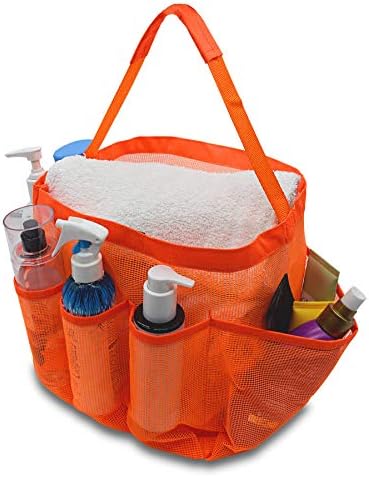 Shower Caddy Portable - Mesh Shower Caddy, Shower Caddy Dorm, College Essentials Hanging Bathroom Organizer Basket for Accessories, Men & Women, Students, Toiletries, Gym, Travel Must Haves - Orange