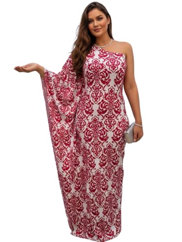 Image of KOH KOH Womens Long One Shoulder Hawaiian Flower Print Cocktail Maxi Dress