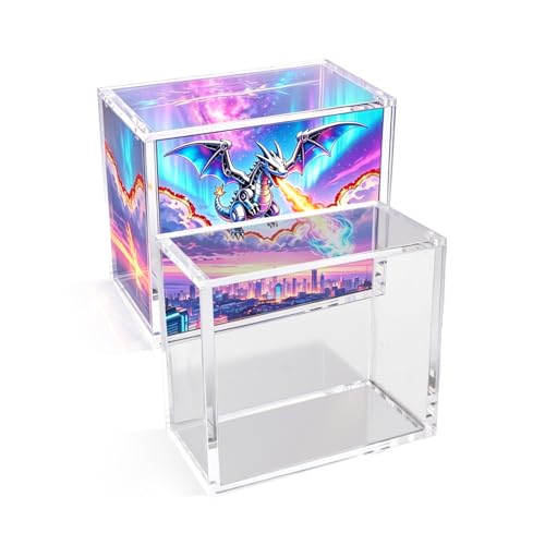 Acryl Case Magnetisch kompatibel Pokemon Booster Box Case 5 mm Magnetische Vitrine aus 14X8cm Säurefrei und Kratzfest Magnetischem Schnellverschluss für Schützen Sie Pokemon Boxen