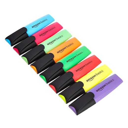 Amazon Basics Subrayadores de vivos, Paquete de 8, Surtido