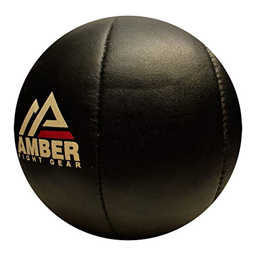 Amber Fight Gear Leather Medicine Ball For Strength & Conditioning, Plyometric & Core Training, Cardio Workouts For Muscle Building, Squats, Lunges, Partner Training 9Lb #TOP1