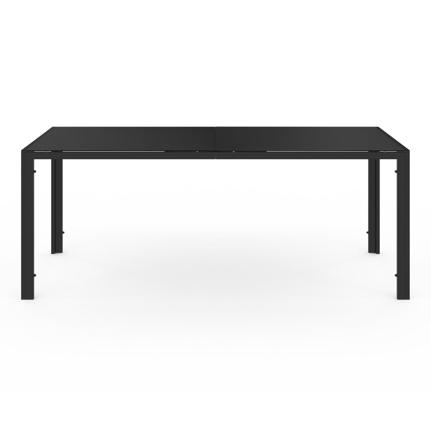IDMarket – Salón de jardín Madrid Mesa 190 CM y 8 sillas apilables negras