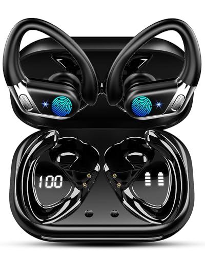 Rolosar Wireless Earbuds, Bluetooth 5.4 Headphones Sport with 4 ENC Noise Cancelling Mic, 50H Wireless Headphones with Earhooks HiFi Stereo Deep Bass