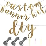 TaoBary 167 Pcs DIY Banner Kit Happy Birthday Glitter Banner Customizable Glitter Make Your Own Kit 162 Letters Symbols and Numbers 3 Rope for Birthday Halloween Wedding Christmas(Champagne Gold) - Image 3