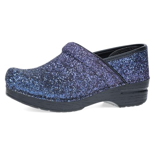 Image of Dansko Professional Glitter Slip-On Clogs for Women - Rocker Sole and Arch Support for Comfort - Shiny and Stylish Glitter Uppers