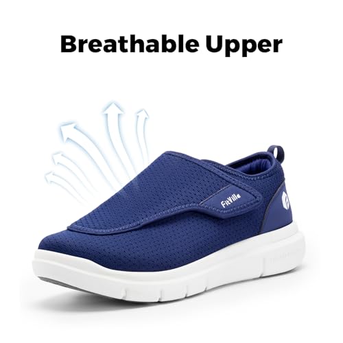 Image of FitVille Diabetic Shoes for Men Extra Wide Slip-on Shoes for Swollen Feet Adjustable Walking Shoes for Elderly Foot Pain Relief Neuropathy - EasyTop Wings