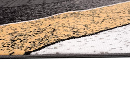 TAPISO Dream Teppich Kurzflor Grau Schwarz Gelb Wellen 120 x 170 cm – Ansicht 6