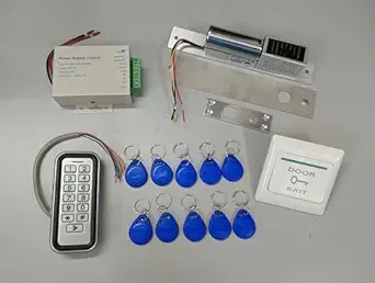 NAVKAR SYSTEMS Weather Proof RFID Access Drop Bolt Lock with Feedback K80 Supply Exit Button Keychain 10 nos Access Control System